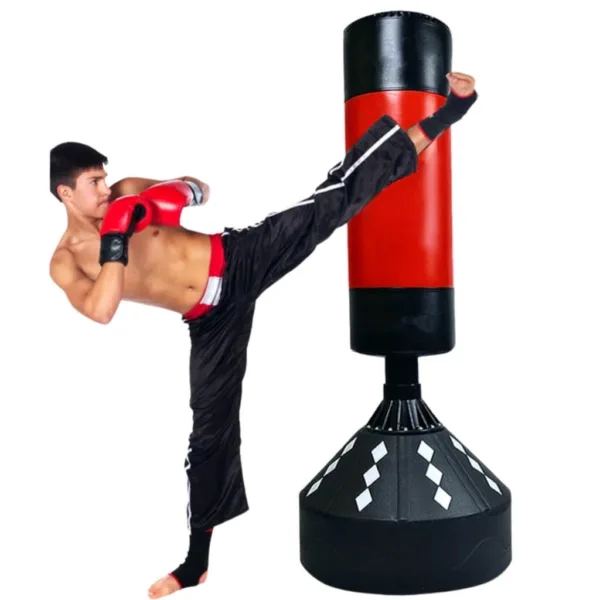 Training with freestanding boxing bag - Red
