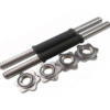Pair of dumbbell rods with rubber grips for comfortable and secure lifting.