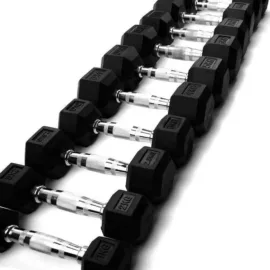 Hex dumbbells with chrome handel