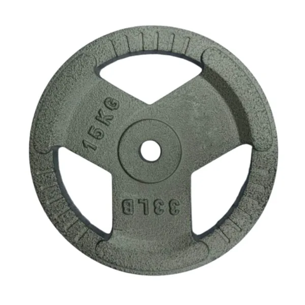 15Kg metal weight plate on a white background