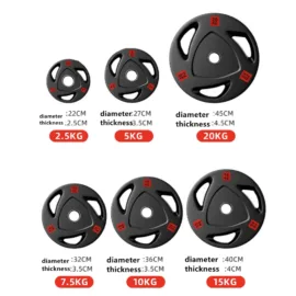 Weight Plates | Olympic Size 50mm | Rubber-Coated Grip Weights - Image 3