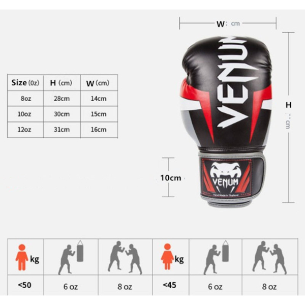 Venum boxing gloves - Size chart
