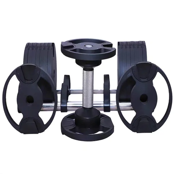 Adjustable dumbbells on display