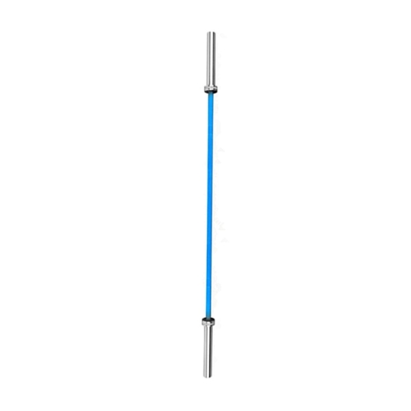 Blue barbell on white background