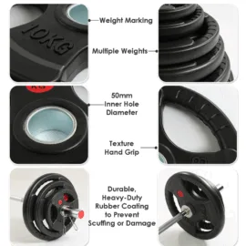 Weight Plates | Rubber Coated Iron Weights | Olympic Size 50mm - Image 17