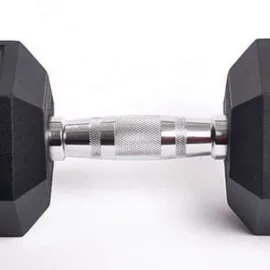 Hexagon shaped dumbbell on white background