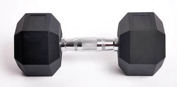 Hexagon shaped dumbbell on white background