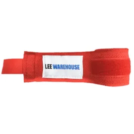 Red boxing wrap used for hand protection during training.