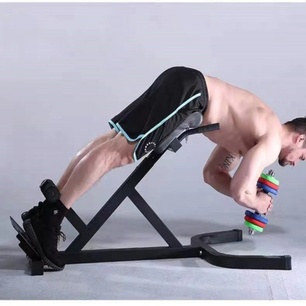 A man exercising on Adjustable Roman Chair Back Extension Bench