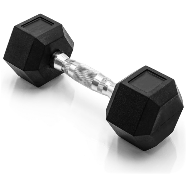 silver handle hex dumbbells