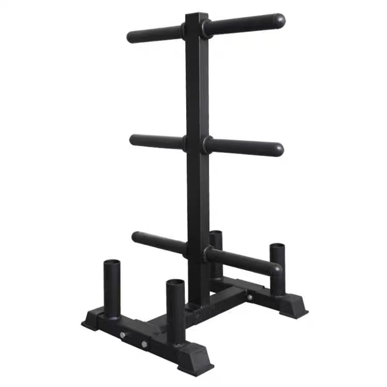 Olympic Size Plates Rack with 4 Barbell Holders