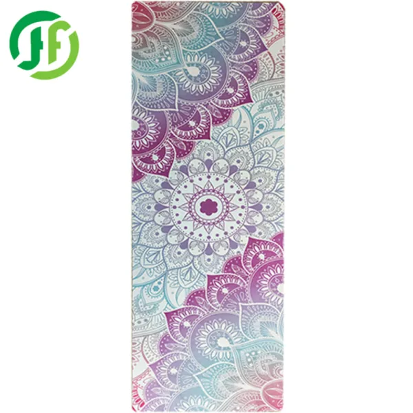 Visually appealing yoga mat with an intricate and beautiful design.
