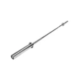 Olympic barbell with chrome finish designed for strength and power training.