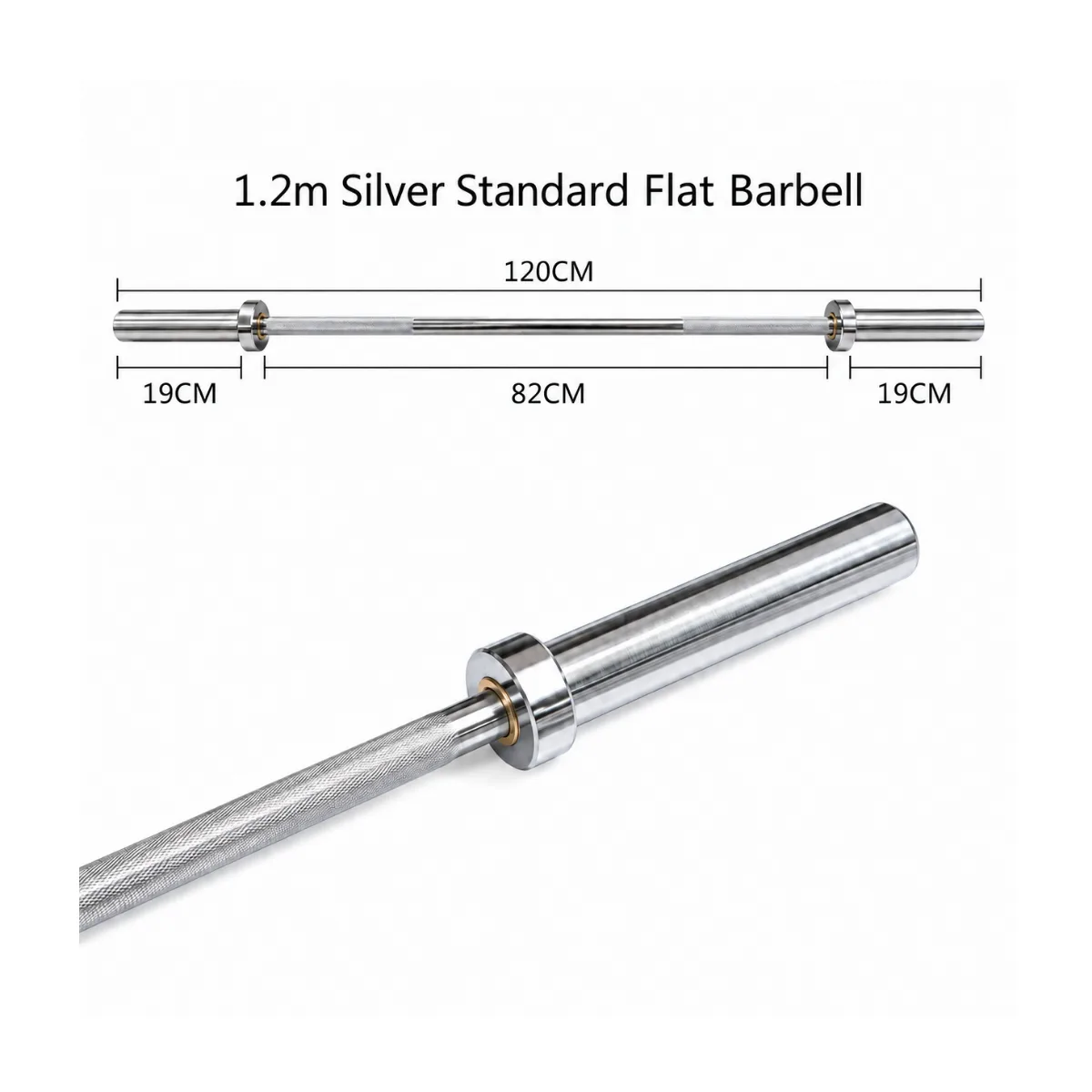 1.2m Silver Standard Flat Barbell