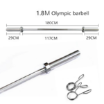 1.8M Olympic barbell with dimensions and spring collars shown.