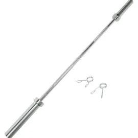 Barbell with two spring collars on a white background.