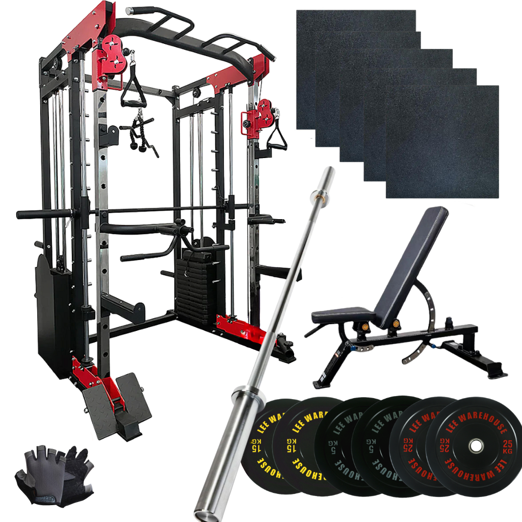 Smith Machine with 80KG Weights Bench and Flooring