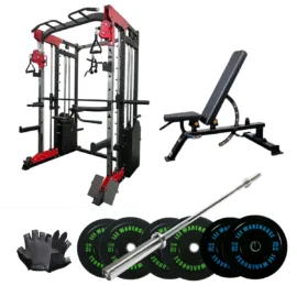 Smith Machine J006 Package 05 | 80KG Plates & 1000LB Barbell & Bench - Image 1