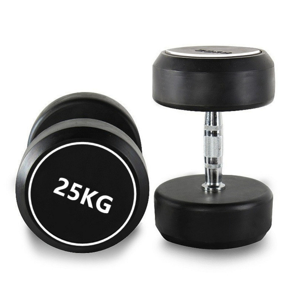 New 25kg round dumbbell - Black and Silver