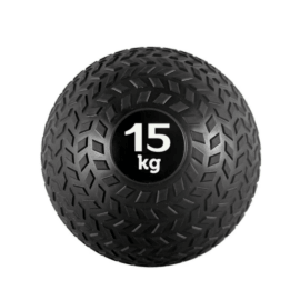 A 15kg slam ball with a tire design.