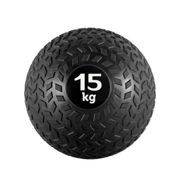 A 15kg slam ball with a tire design.