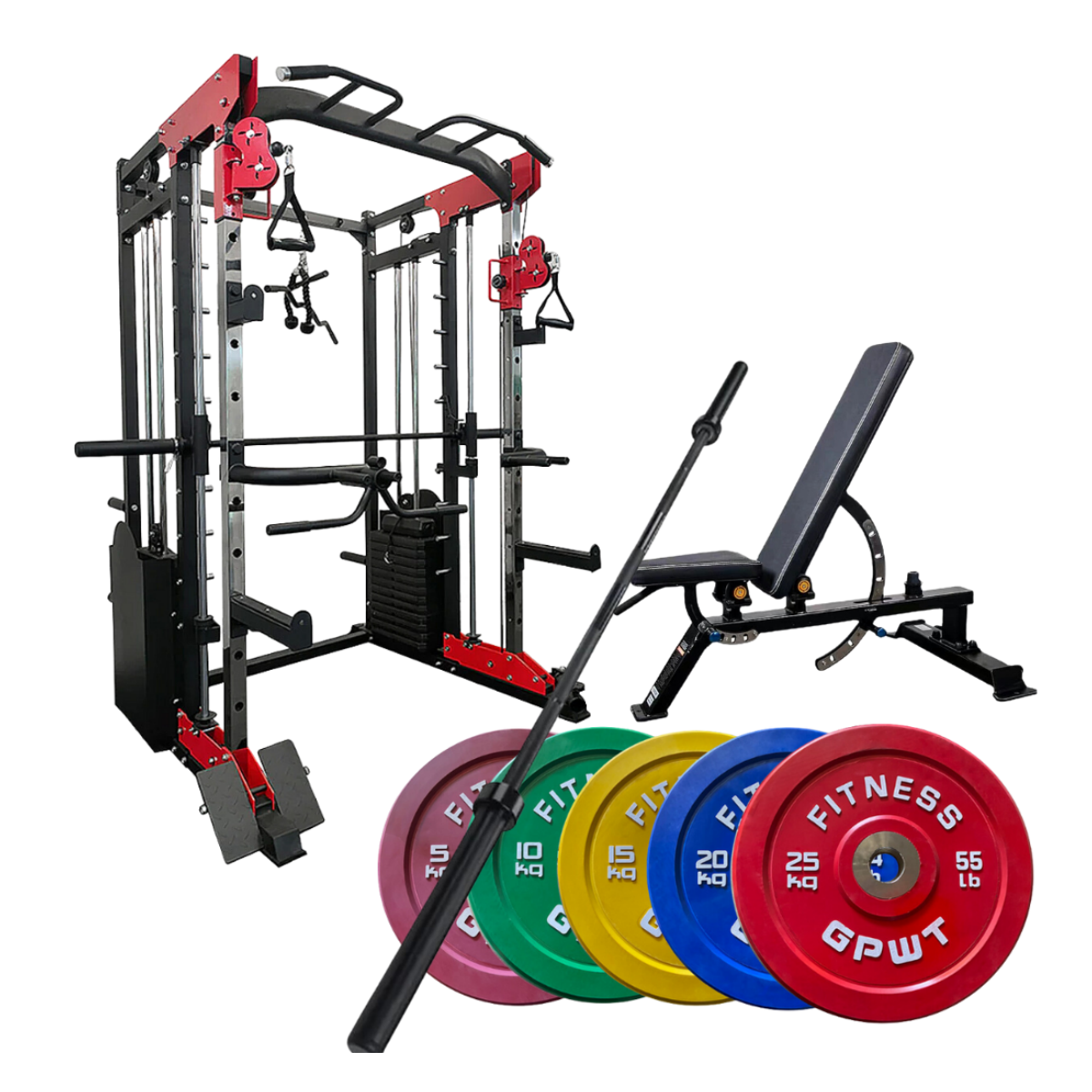 Smith Machine Package |120KG Weights Set and Bench