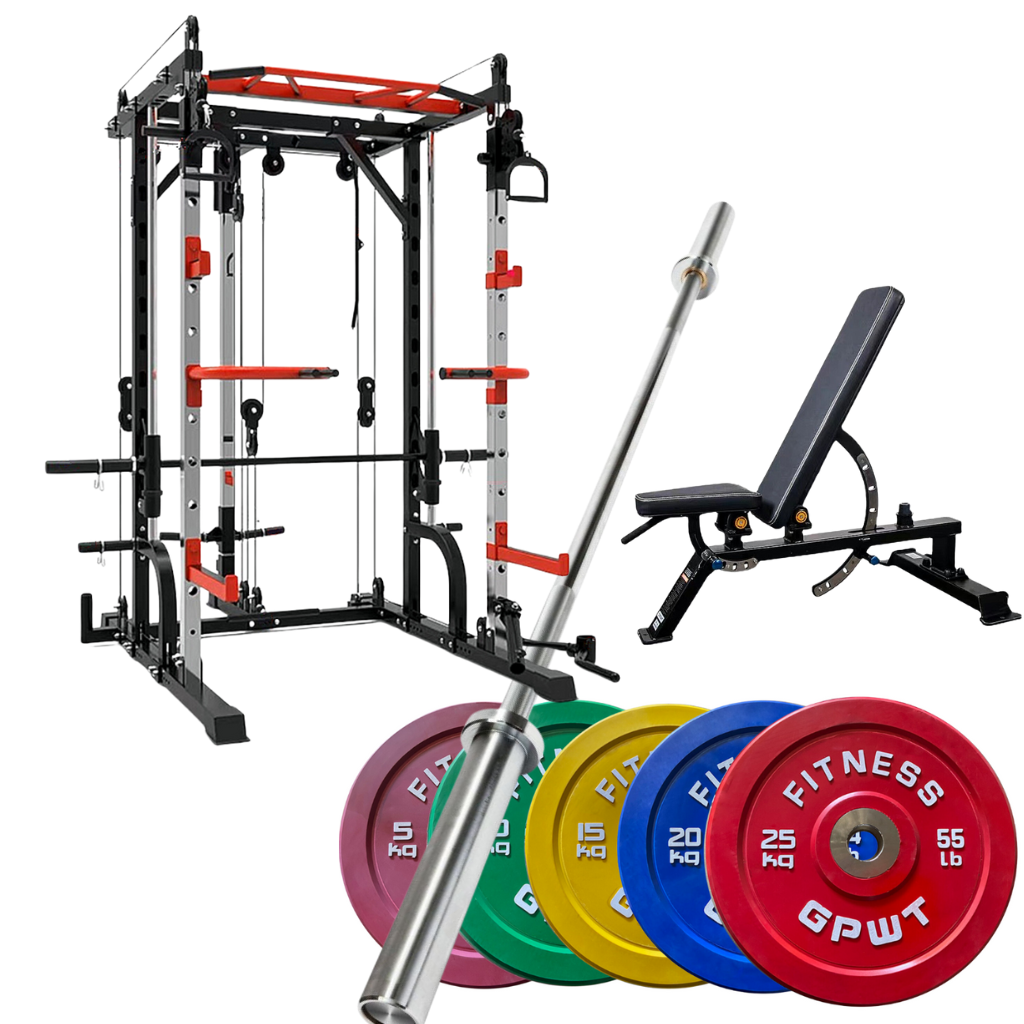 Smith Machine Package|80KG Weight Plates with Incline Bench
