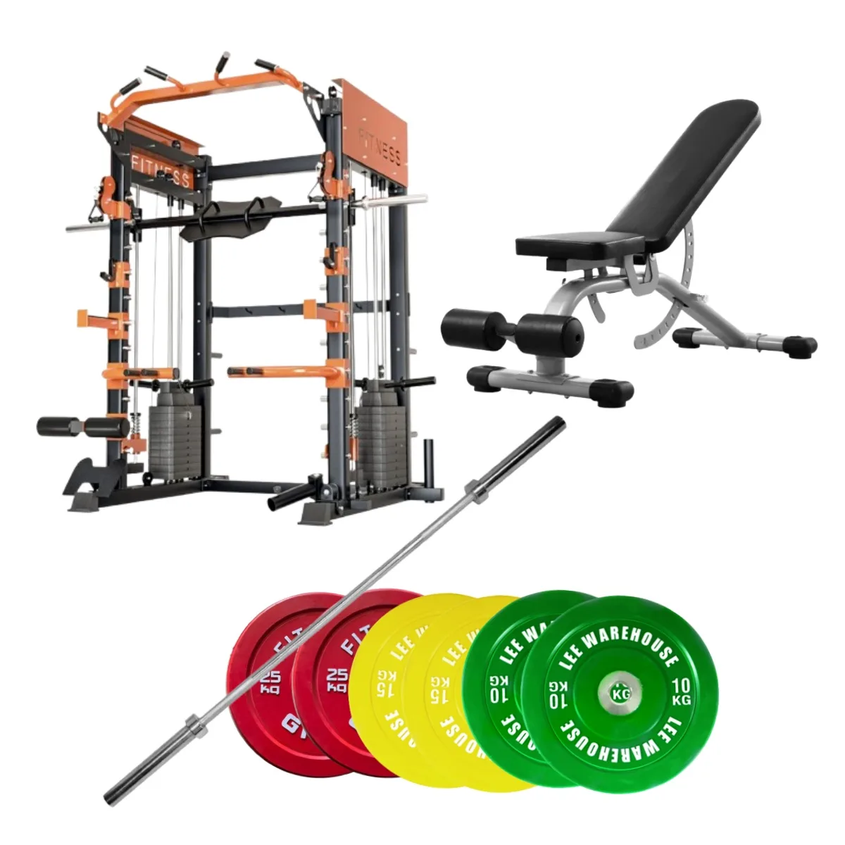 Smith Machine Package |120KG Weights Set and Bench