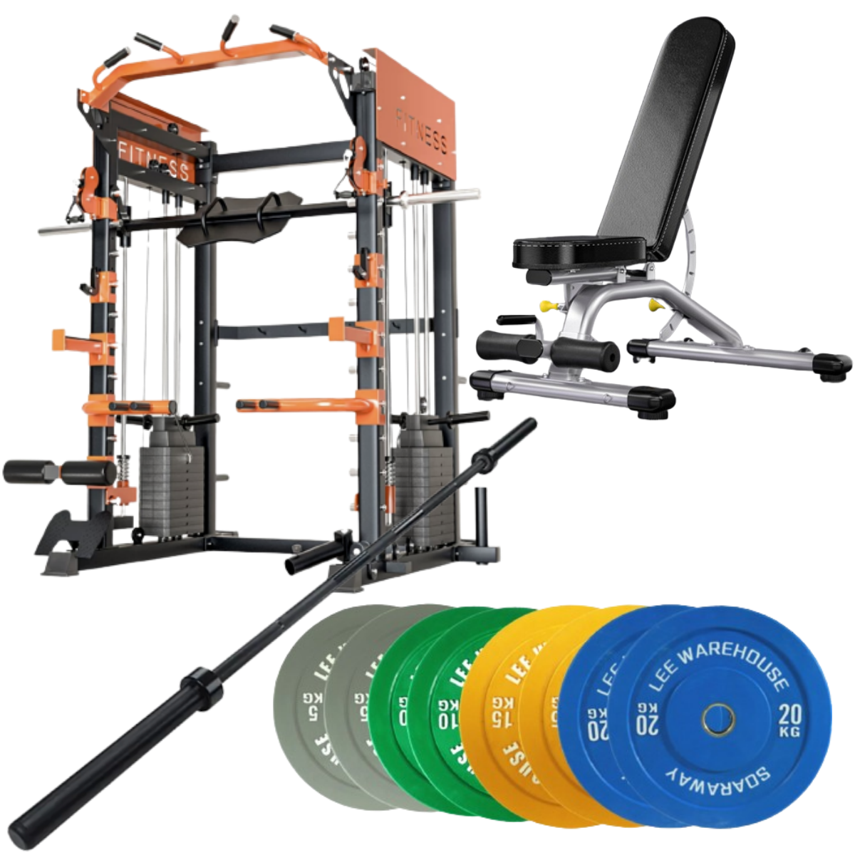 Smith Machine Package |120KG Weights Set and Bench