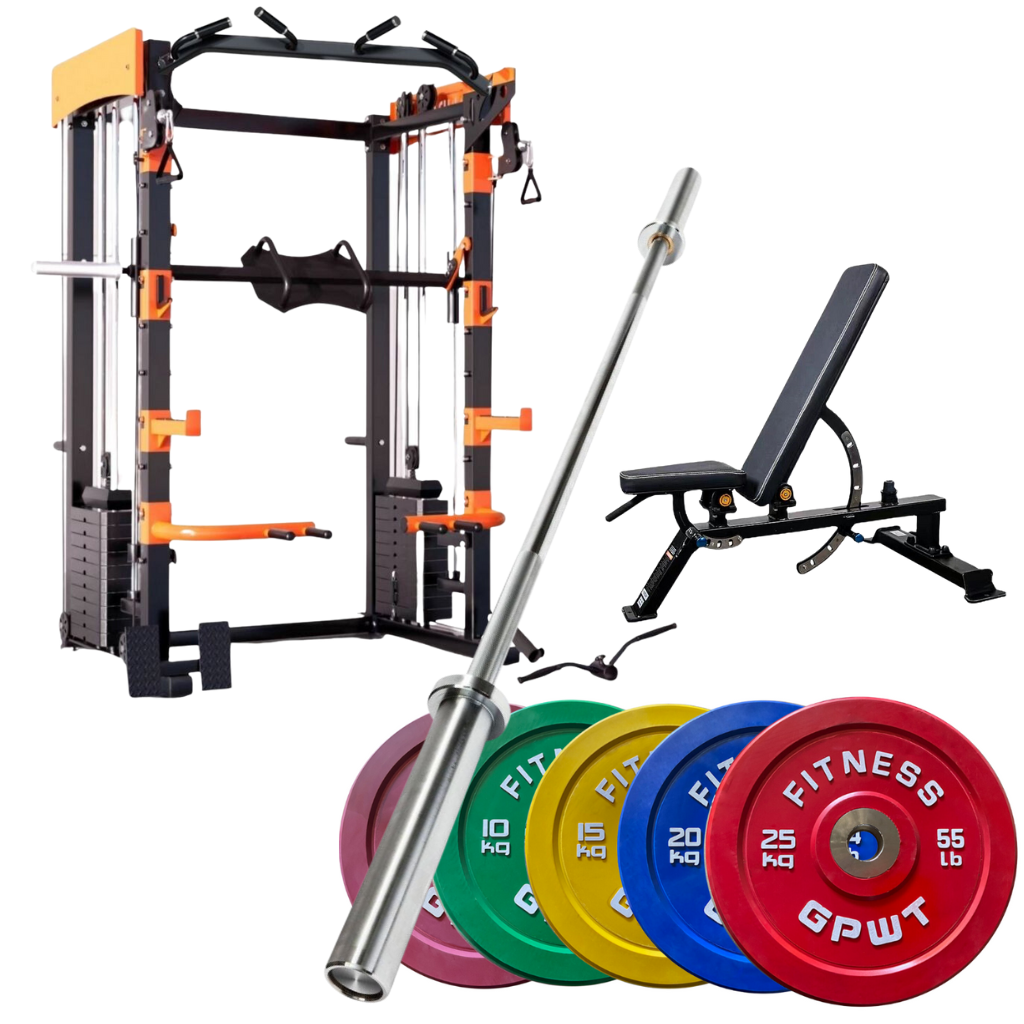 Smith Machine Package|80KG Weight Plates with Incline Bench