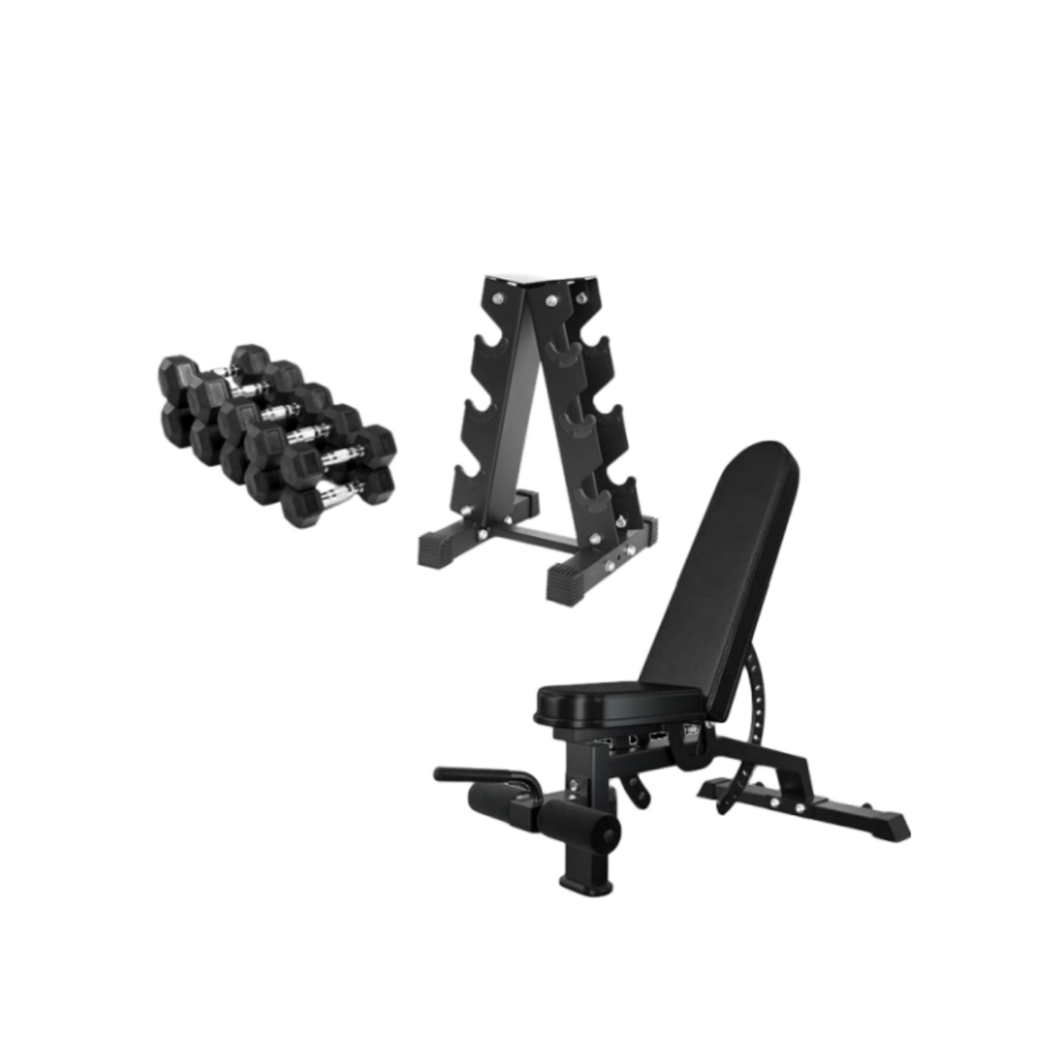 42KG Hex Dumbbells with Stand and Decline Bench