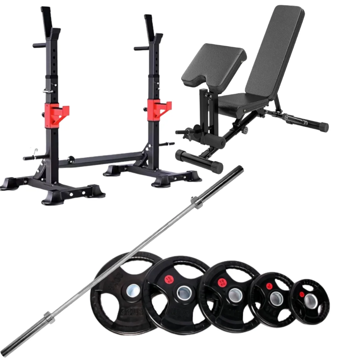 Home Gym Set | Squat Rack with Bench and Weights Set