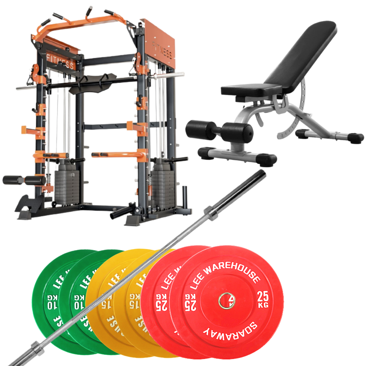 Smith Machine Package |120KG Weights Set and Bench