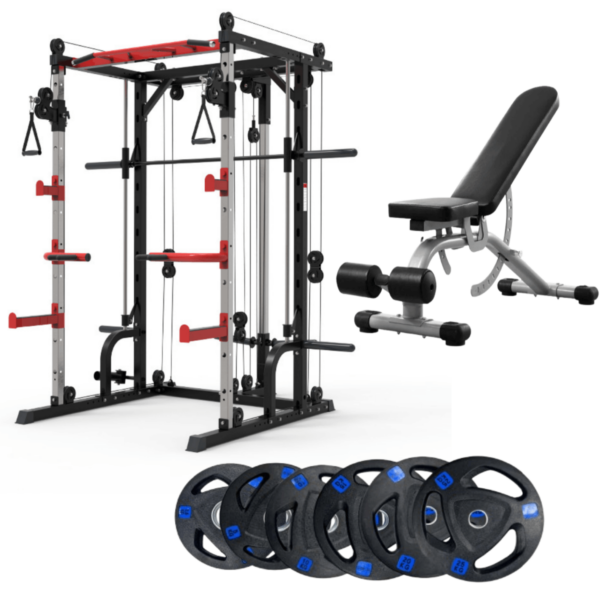 smith machine with bench and weights (1)