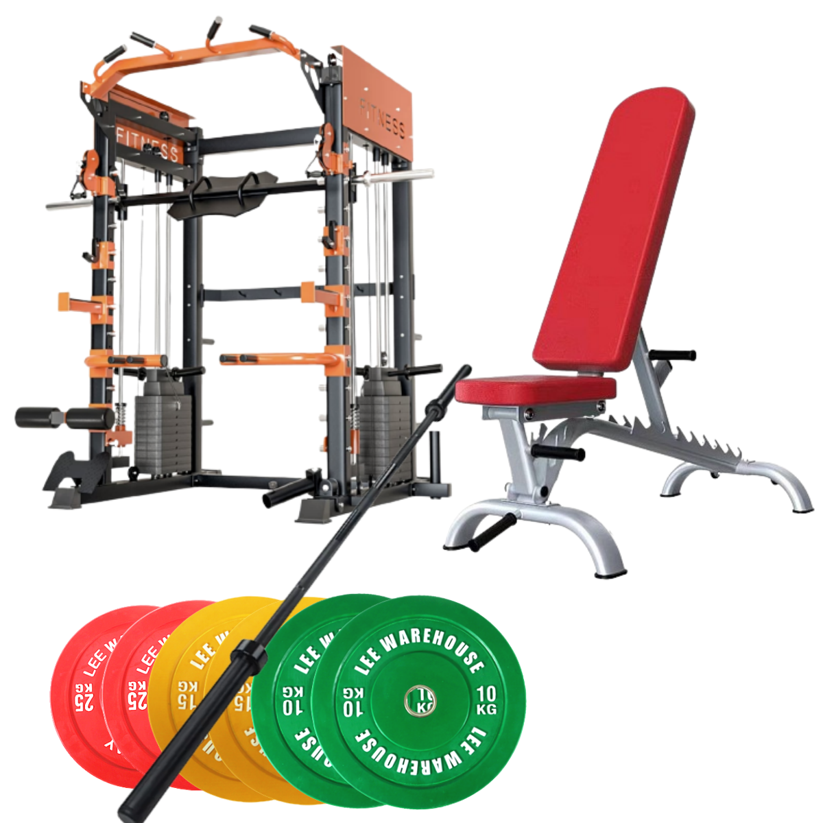 Smith Machine Package |120KG Weights Set and Bench