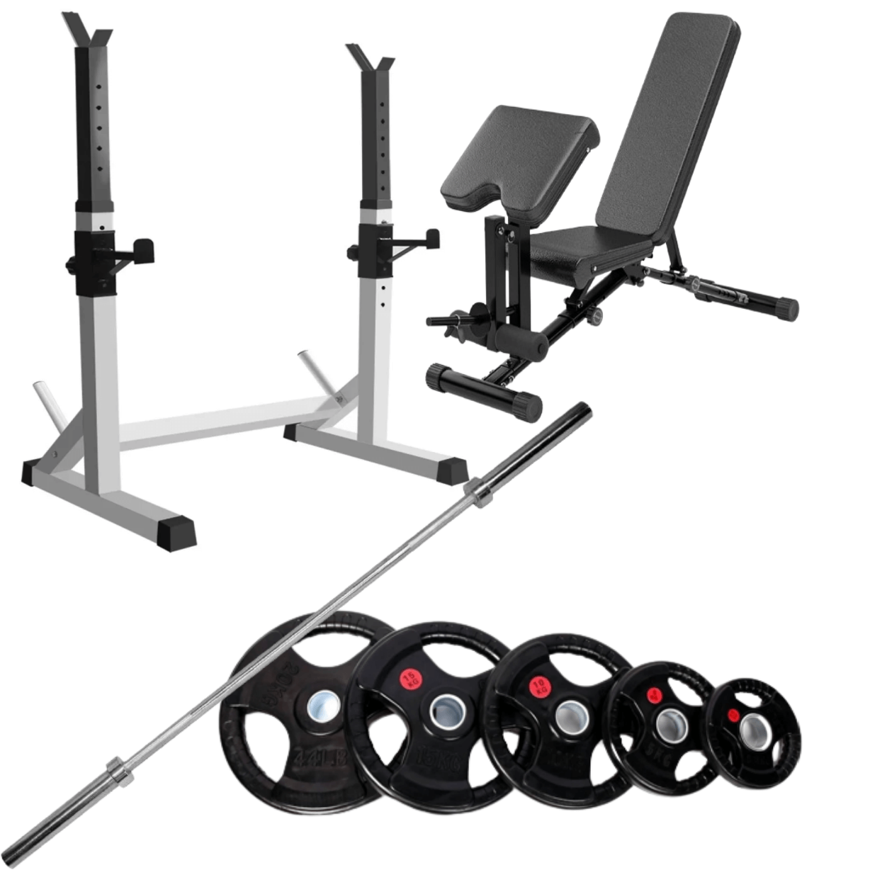 Home Gym Set | Squat Rack with Bench and Weights Set