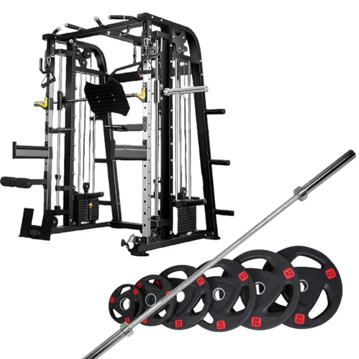 smith machine with barbell set