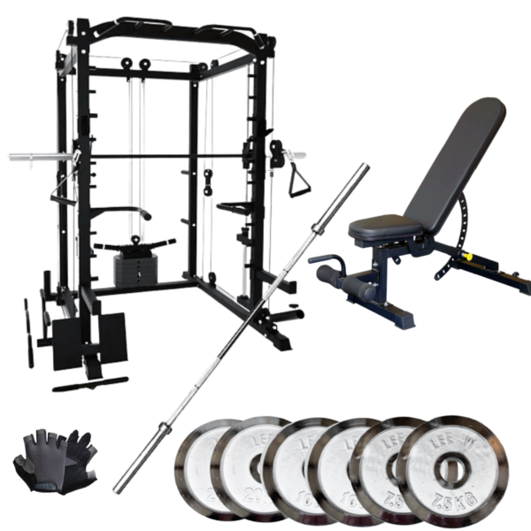 smith machine with 80kg sets and decline bench