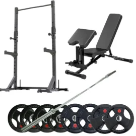 Squat Rack Weights Set with Decline Bench - Image 1