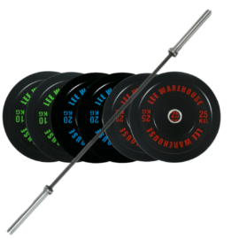 110kg bumper weights and barbell