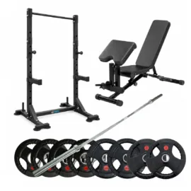 Squat Rack Weights Set with Decline Bench
