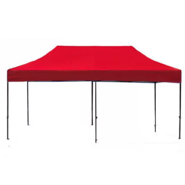 gazebo with red canopy