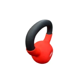 Red 4KG kettlebell with textured black handle for a secure grip, ideal for strength, endurance, and conditioning workouts.
