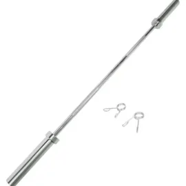 Barbell with two spring collars on a white background.