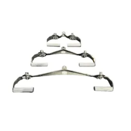 Set of three chrome lat pulldown bar attachments with ergonomic rubber grips.
