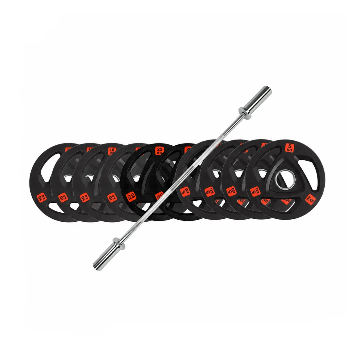 120kg Weights Set Olympic Barbell with Rubber Coated Weights