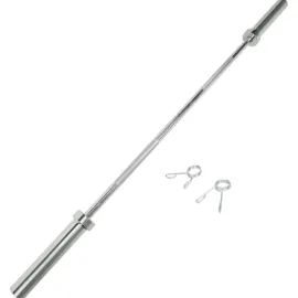 Barbell with two spring collars on a white background.