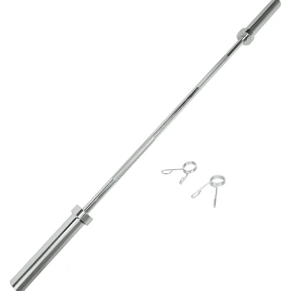 Barbell with two spring collars on a white background.