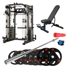 Smith Machine 007S Package 04 | 120KG Plates &500LB barbell & Bench - Image 1