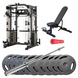 Smith Machine 007S Package 07 | 80KG Plates & 300LB barbell & Bench - Image 1